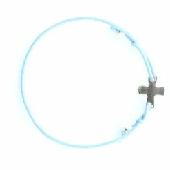 Palais du Rosaire Bracelet croix avec l'apparition sur élastique bleu^ Bracelet Fantaisie