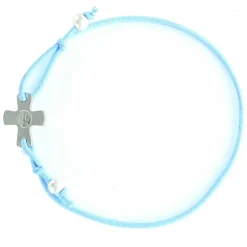 Palais du Rosaire Bracelet croix avec l'apparition sur élastique bleu^ Bracelet Fantaisie