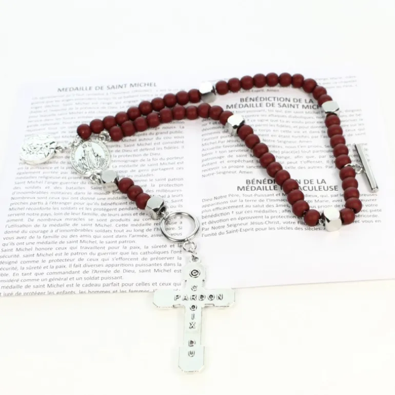 Palais du Rosaire Bracelet de combat de Saint Michel avec livret Français et Anglais^ Bracelet Fantaisie