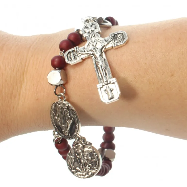 Palais du Rosaire Bracelet de combat de Saint Michel avec livret Français et Anglais^ Bracelet Fantaisie