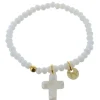 Palais du Rosaire Bracelet de Communion avec un pendentif croix en Nacre^ Communion | Bracelet Fantaisie