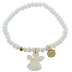 Palais du Rosaire Bracelet de Communion avec un Ange en Nacre^ Communion | Bracelet Fantaisie