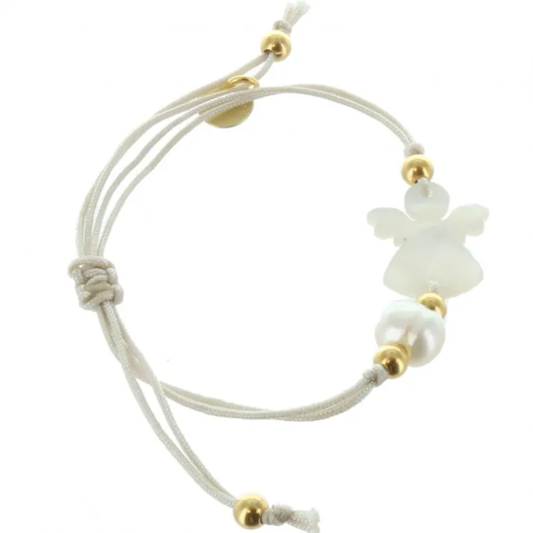 Palais du Rosaire Bracelet de Communion en corde avec un Ange en Nacre^ Communion