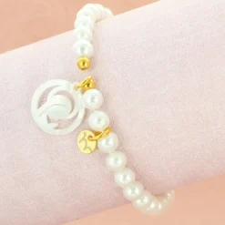 Palais du Rosaire Bracelet de Communion en perles avec croix ou ange ou Vierge Marie^ Communion | Bracelet Fantaisie