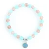 Palais du Rosaire Bracelet de la Vierge de Lourdes en pierres Aquamarine et Quartz rose^ Bracelet Fantaisie