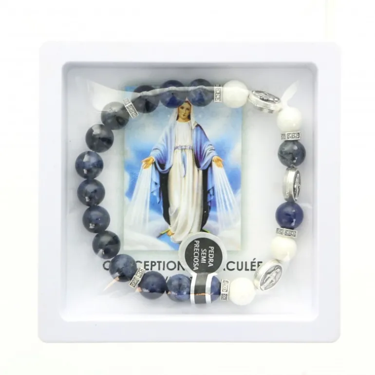Palais du Rosaire Bracelet de la Vierge Miraculeuse en pierres semi-précieuses^ Bracelet Fantaisie