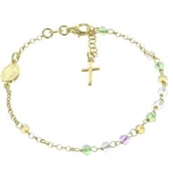 Palais du Rosaire Bracelet de la Vierge Miraculeuse en Argent doré avec des perles Swarovski^ Bracelet Argent