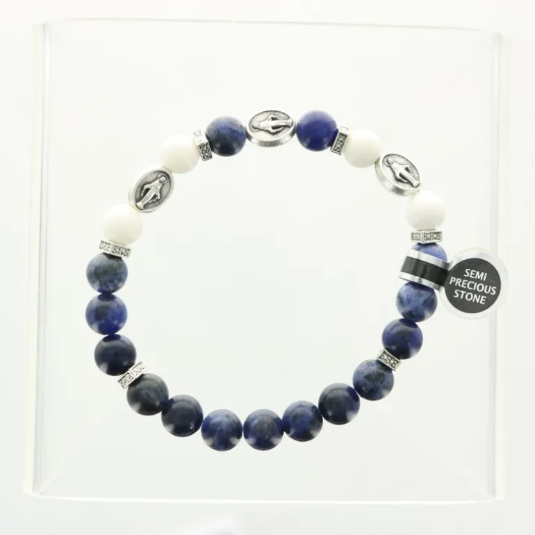 Palais du Rosaire Bracelet de la Vierge Miraculeuse en pierres semi-précieuses^ Bracelet Fantaisie