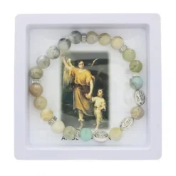 Palais du Rosaire Bracelet de l'Ange Gardien en pierre avec boite présentoir^ Bracelet Fantaisie