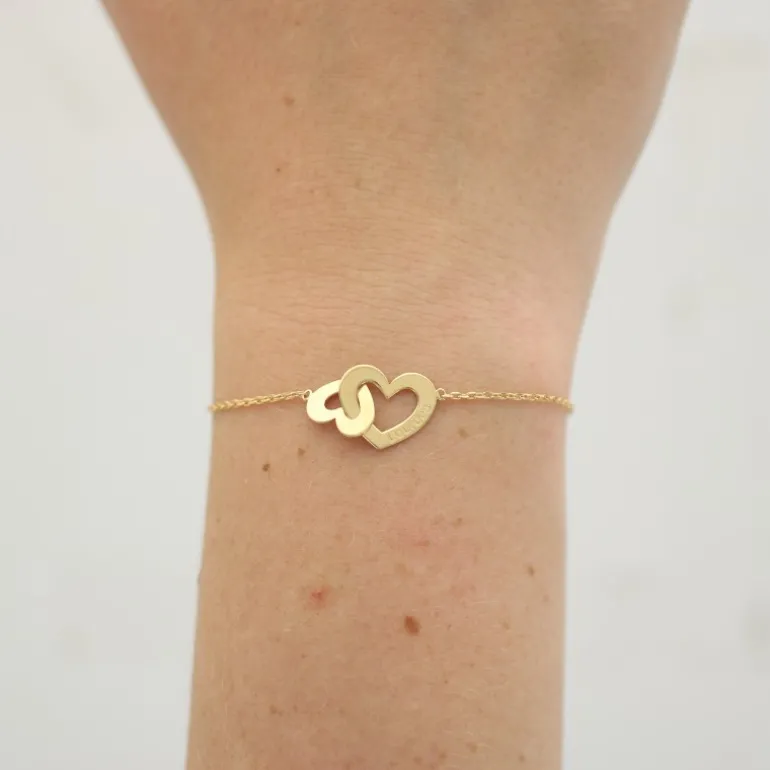 Palais du Rosaire Bracelet de Lourdes avec double coeur en plaqué or^ Bracelet Plaqué Or
