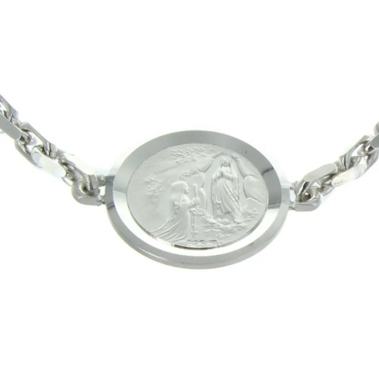 Palais du Rosaire Bracelet de Lourdes en Argent avec une médaille double face^ Bracelet Argent