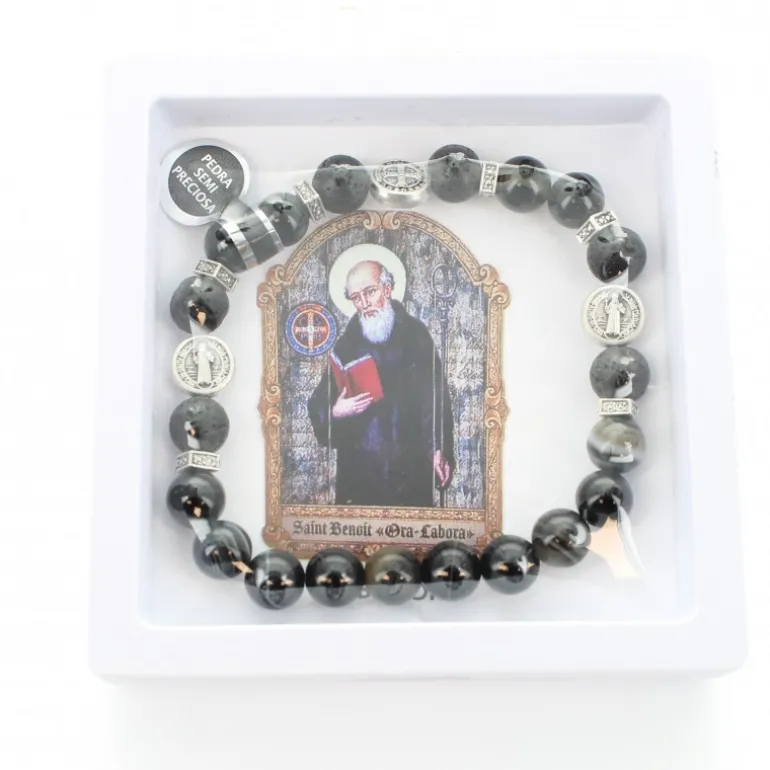 Palais du Rosaire Bracelet de Saint Benoît en pierres semi-précieuses^ Bracelet Fantaisie