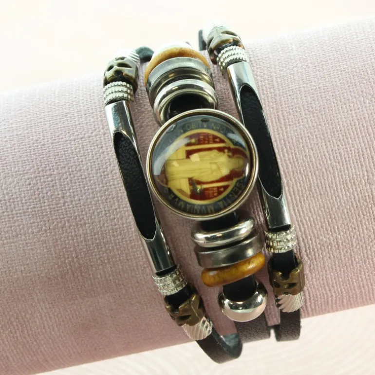 Palais du Rosaire Bracelet de Saint Benoît lumineux en similicuir et métal^ Bracelet Fantaisie