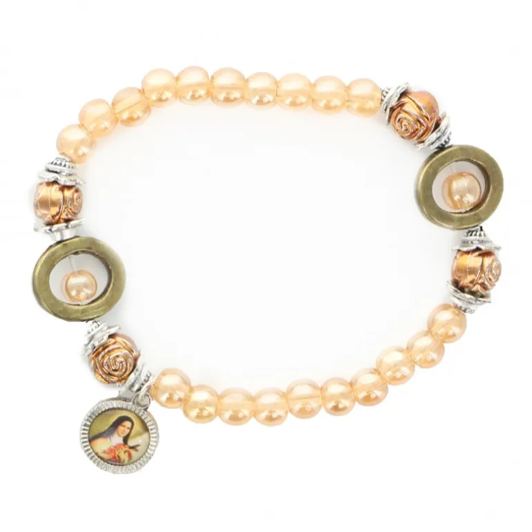 Palais du Rosaire Bracelet de Sainte Thérèse avec perles translucides^ Bracelet Fantaisie