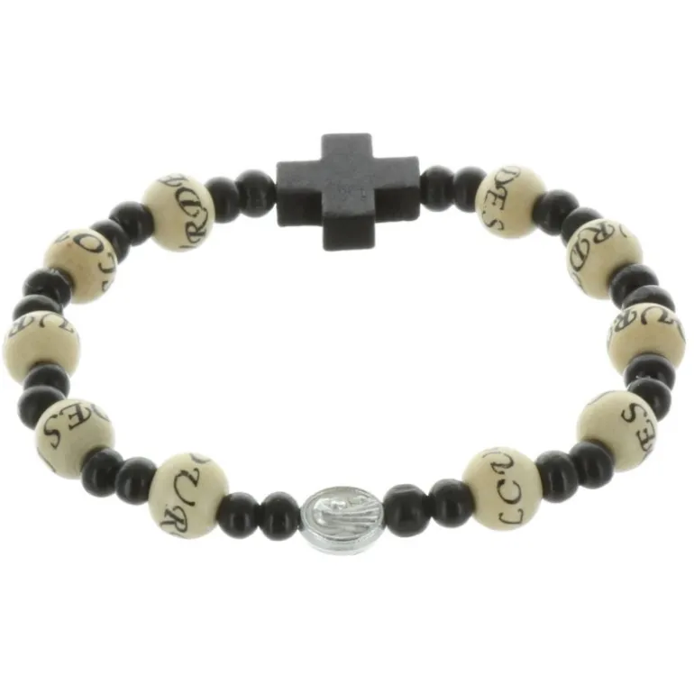 Palais du Rosaire Bracelet dizainier avec l'inscription Lourdes sur perles de bois^ Bracelet Dizainier