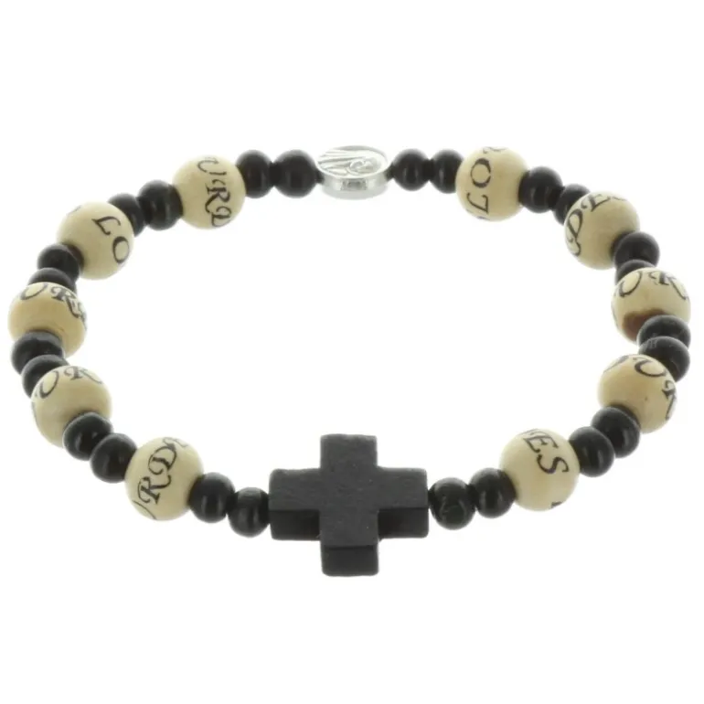 Palais du Rosaire Bracelet dizainier avec l'inscription Lourdes sur perles de bois^ Bracelet Dizainier