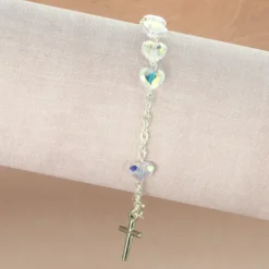 Palais du Rosaire Bracelet dizainier avec perles Swarovski en forme de coeur^ Bracelet Dizainier