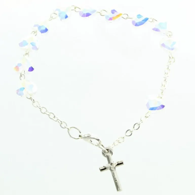Palais du Rosaire Bracelet dizainier avec perles Swarovski en forme de coeur^ Bracelet Dizainier
