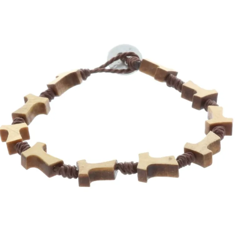 Palais du Rosaire Bracelet dizainier corde, bois et croix de Tau^ Bracelet Dizainier