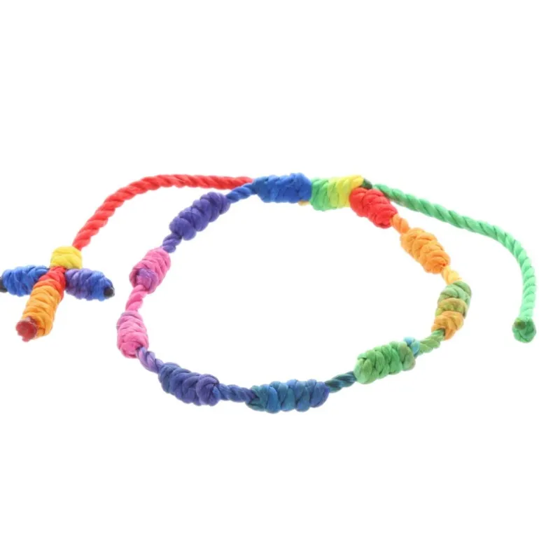 Palais du Rosaire Bracelet dizainier en corde multicolore^ Bracelet Dizainier
