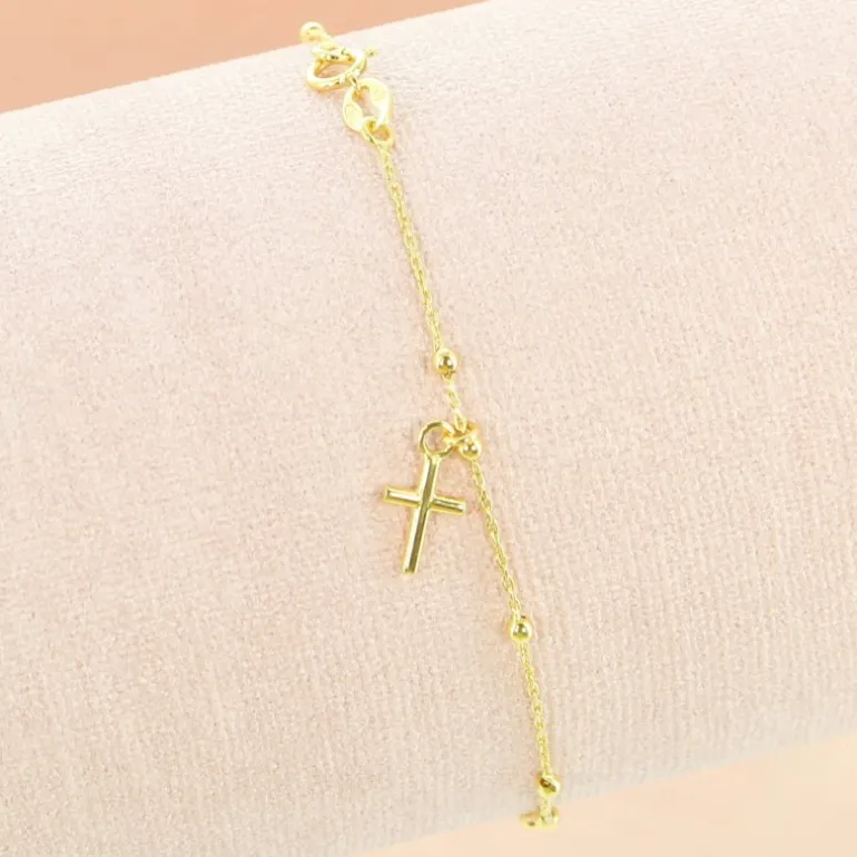 Palais du Rosaire Bracelet dizainier en or 18 carats avec croix pendante^ Bracelet Dizainier