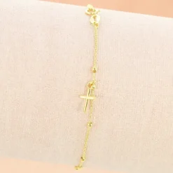 Palais du Rosaire Bracelet dizainier en or 18 carats avec croix pendante^ Bracelet Dizainier
