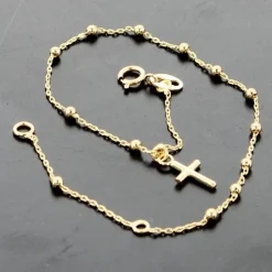 Palais du Rosaire Bracelet dizainier en or 18 carats avec croix pendante^ Bracelet Dizainier