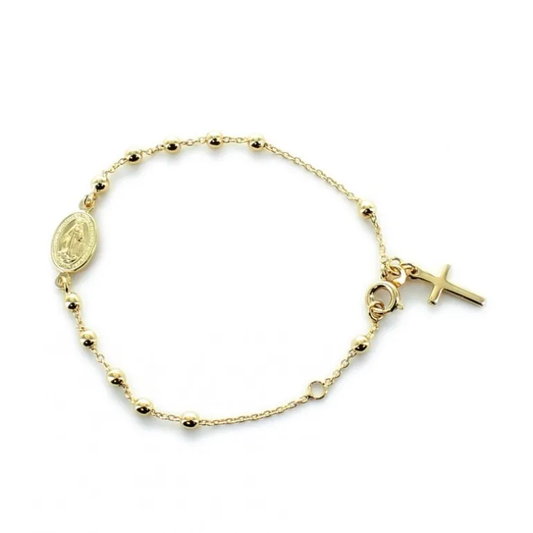 Palais du Rosaire Bracelet dizainier en plaqué or avec médaille Miraculeuse et une croix^ Bracelet Plaqué Or
