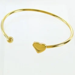 Palais du Rosaire Bracelet doré jonc ouvert avec un coeur^ Bracelet Fantaisie