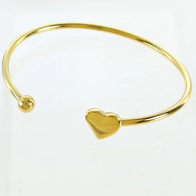 Palais du Rosaire Bracelet doré jonc ouvert avec un coeur^ Bracelet Fantaisie