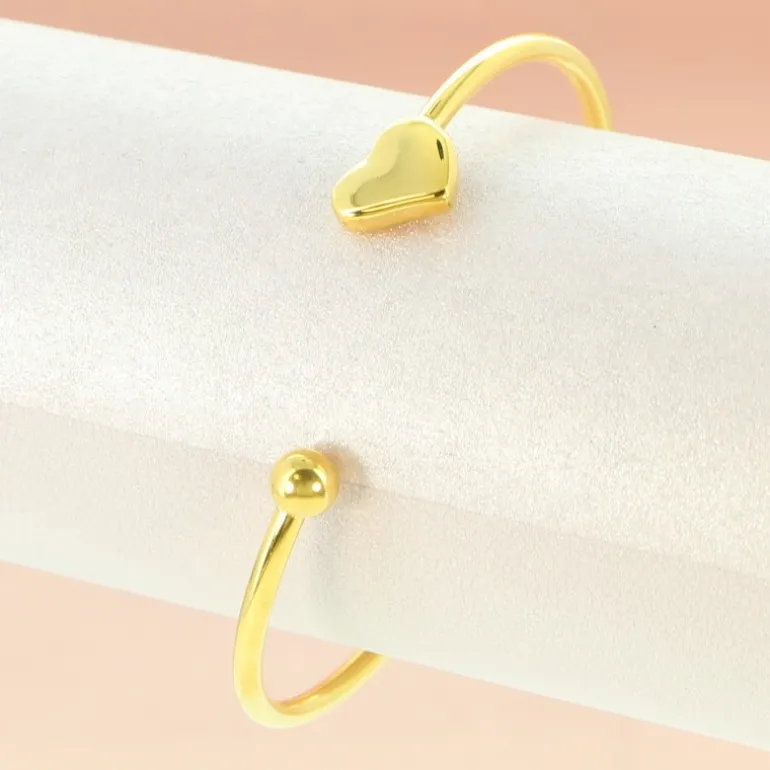 Palais du Rosaire Bracelet doré jonc ouvert avec un coeur^ Bracelet Fantaisie