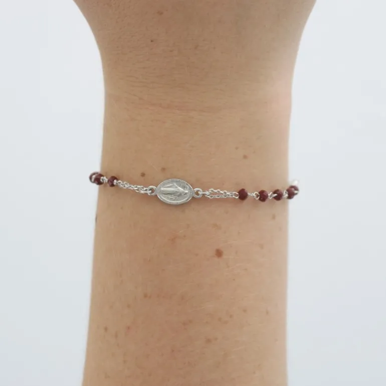 Palais du Rosaire Bracelet en argent 925 avec pendentif médaille miraculeuse^ Bracelet Argent