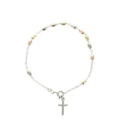 Palais du Rosaire Bracelet en argent avec perles ovales en 3 tons^ Bracelet Argent