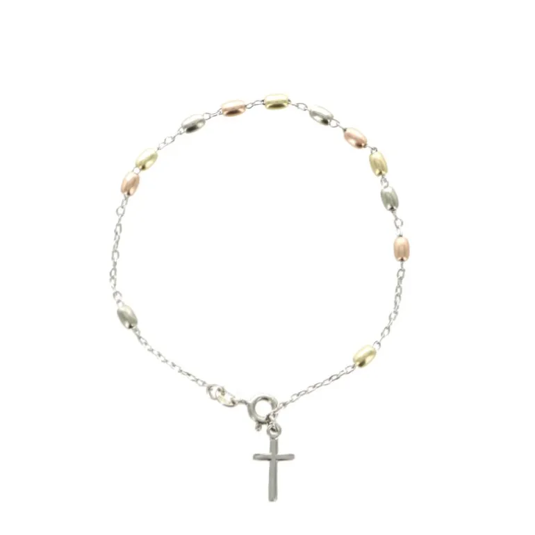 Palais du Rosaire Bracelet en argent avec perles ovales en 3 tons^ Bracelet Argent