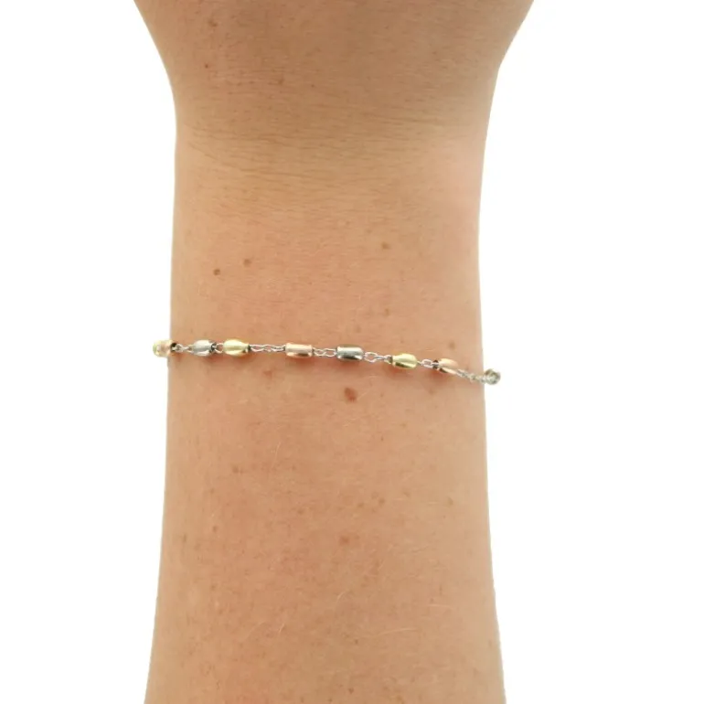 Palais du Rosaire Bracelet en argent avec perles ovales en 3 tons^ Bracelet Argent