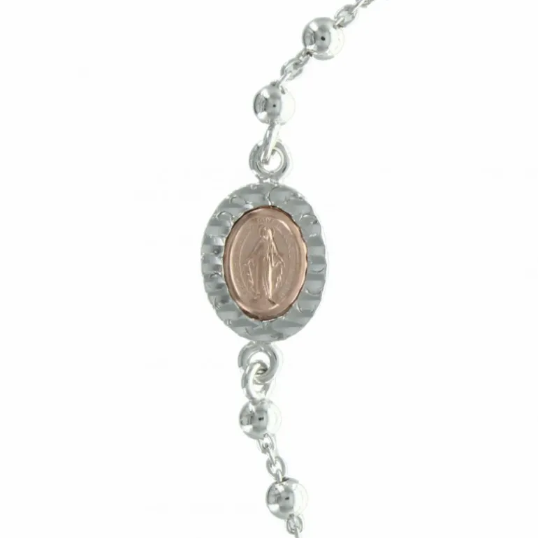 Palais du Rosaire Bracelet en Argent avec une médaille de la Vierge Miraculeuse et une croix^ Bracelet Argent