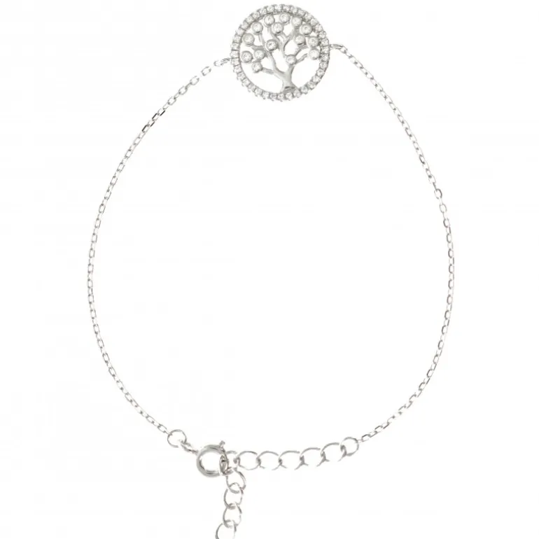 Palais du Rosaire Bracelet en argent de l'arbre de vie avec strass^ Bracelet Argent