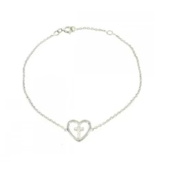 Palais du Rosaire Bracelet en argent d'une Croix dans un coeur^ Bracelet Argent