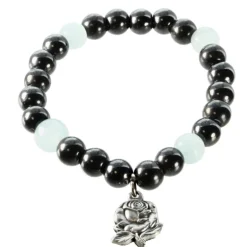 Palais du Rosaire Bracelet en hématite et perles de couleur avec médaille de l'Apparition de Lourdes^ Bracelet Fantaisie