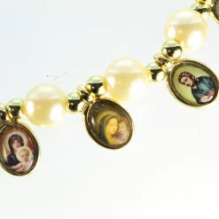 Palais du Rosaire Bracelet en perles nacrées avec 12 médailles^ Bracelet Fantaisie