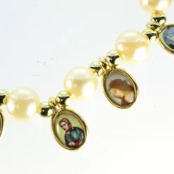 Palais du Rosaire Bracelet en perles nacrées avec 12 médailles^ Bracelet Fantaisie