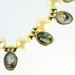 Palais du Rosaire Bracelet en perles nacrées avec 12 médailles^ Bracelet Fantaisie