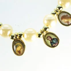 Palais du Rosaire Bracelet en perles nacrées avec 12 médailles^ Bracelet Fantaisie