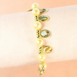 Palais du Rosaire Bracelet en perles nacrées avec 12 médailles^ Bracelet Fantaisie