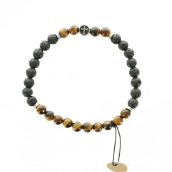 Palais du Rosaire Bracelet en pierre de laves et oeil de tigre^ Bracelet Fantaisie