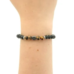 Palais du Rosaire Bracelet en pierre de laves et oeil de tigre^ Bracelet Fantaisie