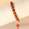 Palais du Rosaire Bracelet en pierres avec croix et image de l'Apparition de Lourdes^ Bracelet Fantaisie