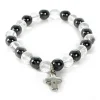 Palais du Rosaire Bracelet en pierres naturelles d'Hématite et Cristal avec croix^ Bracelet Fantaisie