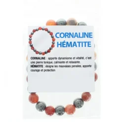Palais du Rosaire Bracelet en pierres naturelles d'Hématite et Cornaline avec croix^ Bracelet Fantaisie