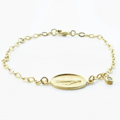 Palais du Rosaire Bracelet en Plaqué Or avec médaille Miraculeuse de la rue du Bac et un strass^ Bracelet Plaqué Or